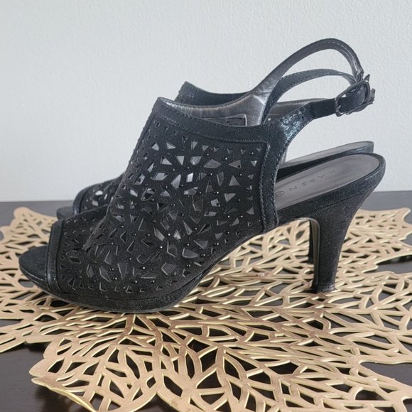 Karen Scott Black Peekaboo Heels - Picture 1 of 12